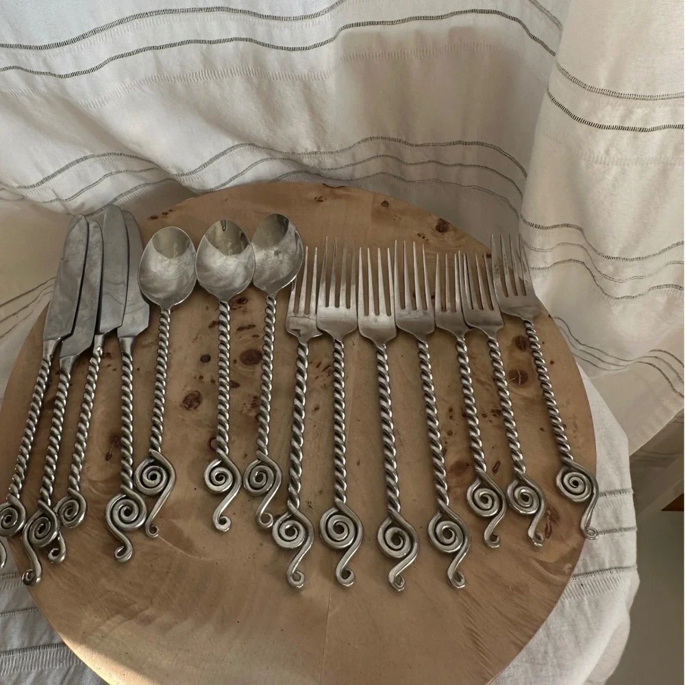 Maroc by World Market Twisted Treble Clef Flatware Set 11 Pieces Stainless Steel